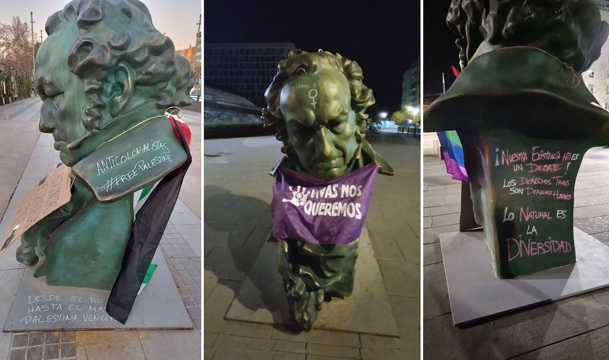 Vandalizado con reclamos sociales Los bustos de Goya distribuidos en Granada | Premios Goya | Cine
