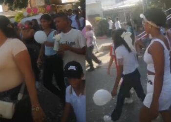 Entre globos blancos y dolor: Soledad despide a Albeiranis Paola