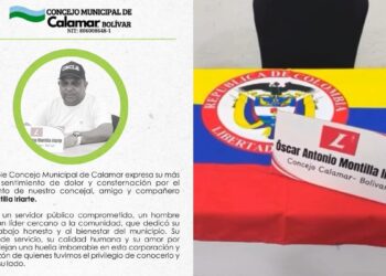 Concejo Municipal de Calamar lamenta el vil asesinato del concejal Óscar Montilla Iriarte