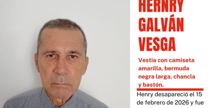 Reportan desaparición de adulto mayor en sector de Santa Verónica