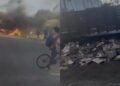 Un camión lleno de cartón se incendió en La Cordialidad