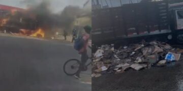 Un camión lleno de cartón se incendió en La Cordialidad