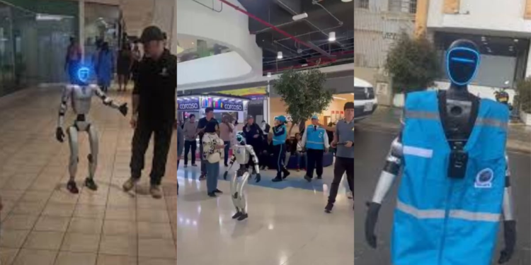 Vicente, el robot con inteligencia artificial que ya patrulla centros comerciales en Bogotá como guardia de seguridad