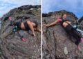 Video | Influencer casi cae por un acantilado y su video se viralizó