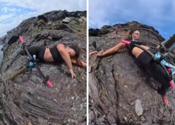 Video | Influencer casi cae por un acantilado y su video se viralizó