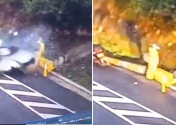 Video | ¡No le tocaba! Motociclista se salva de milagro mientras orinaba