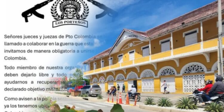 Autoridades investigan panfleto de banda criminal en el que declaran "objetivo militar" a jueces de Puerto Colombia
