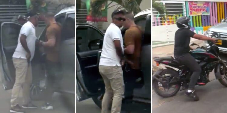En zona prohibida de parrillero hombre y en moto sin placa, delincuentes atracan frente al Parque Venezuela