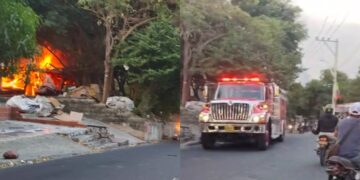 Voraz incendio consumió vivienda de una familia en la Loma de La Manga