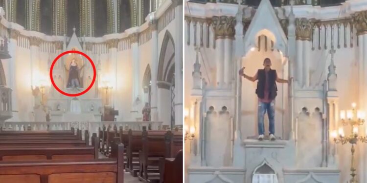 Video | “El diablo está acá”: hombre destruye imágenes religiosas en iglesia de Cali