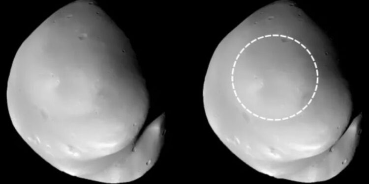 Un impacto violento podría haber cambiado a Deimos, la luna de Marte con forma de papa